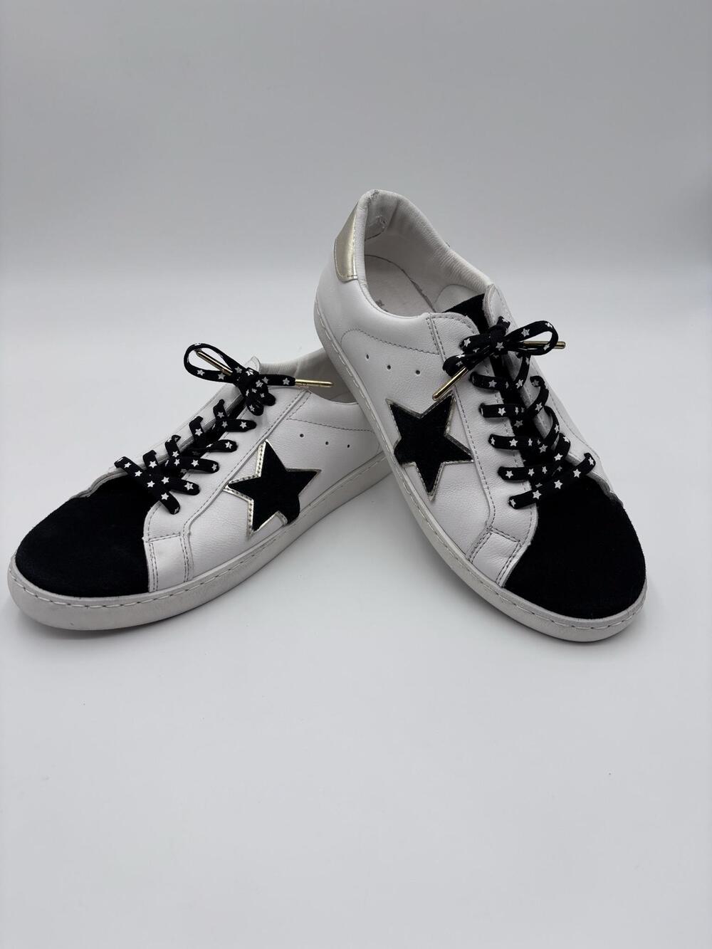 Vintage Havana Shoes Womens Size 9 White Bianca Sneaker Leather Star Black Toe